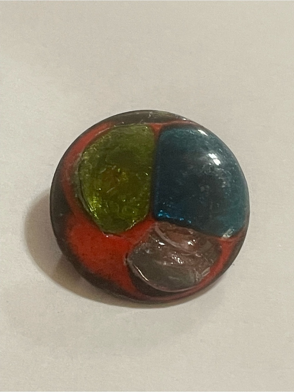 Vintage Copper Enamel Round Pin #8614